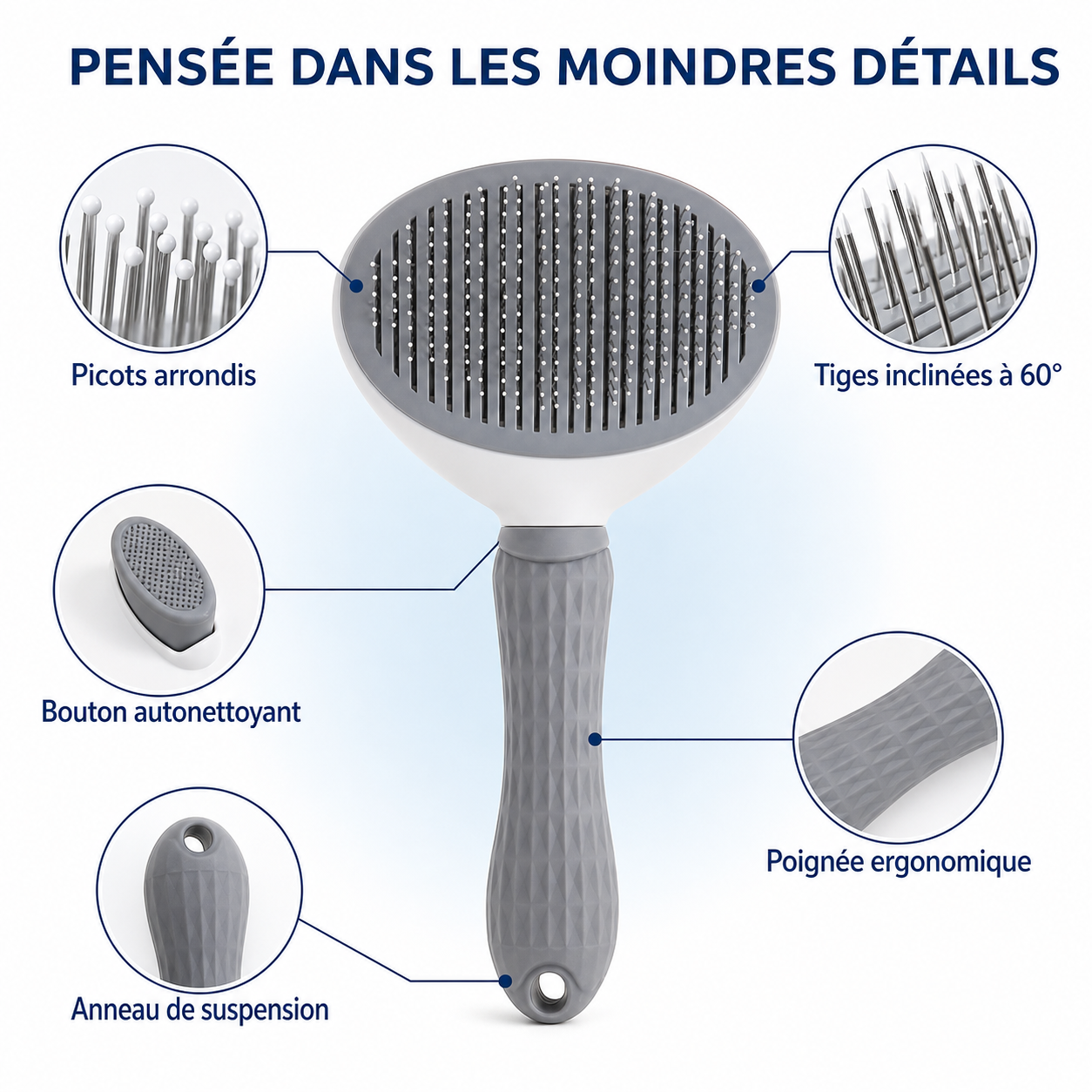 Brosse auto-nettoyante anti-poils – Chien & Chat