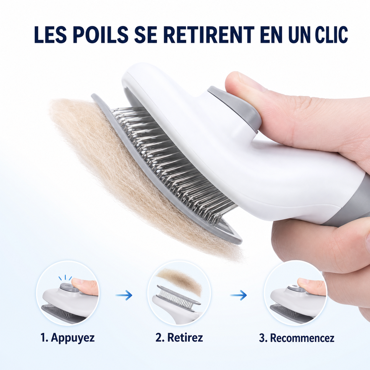 Brosse auto-nettoyante anti-poils – Chien & Chat