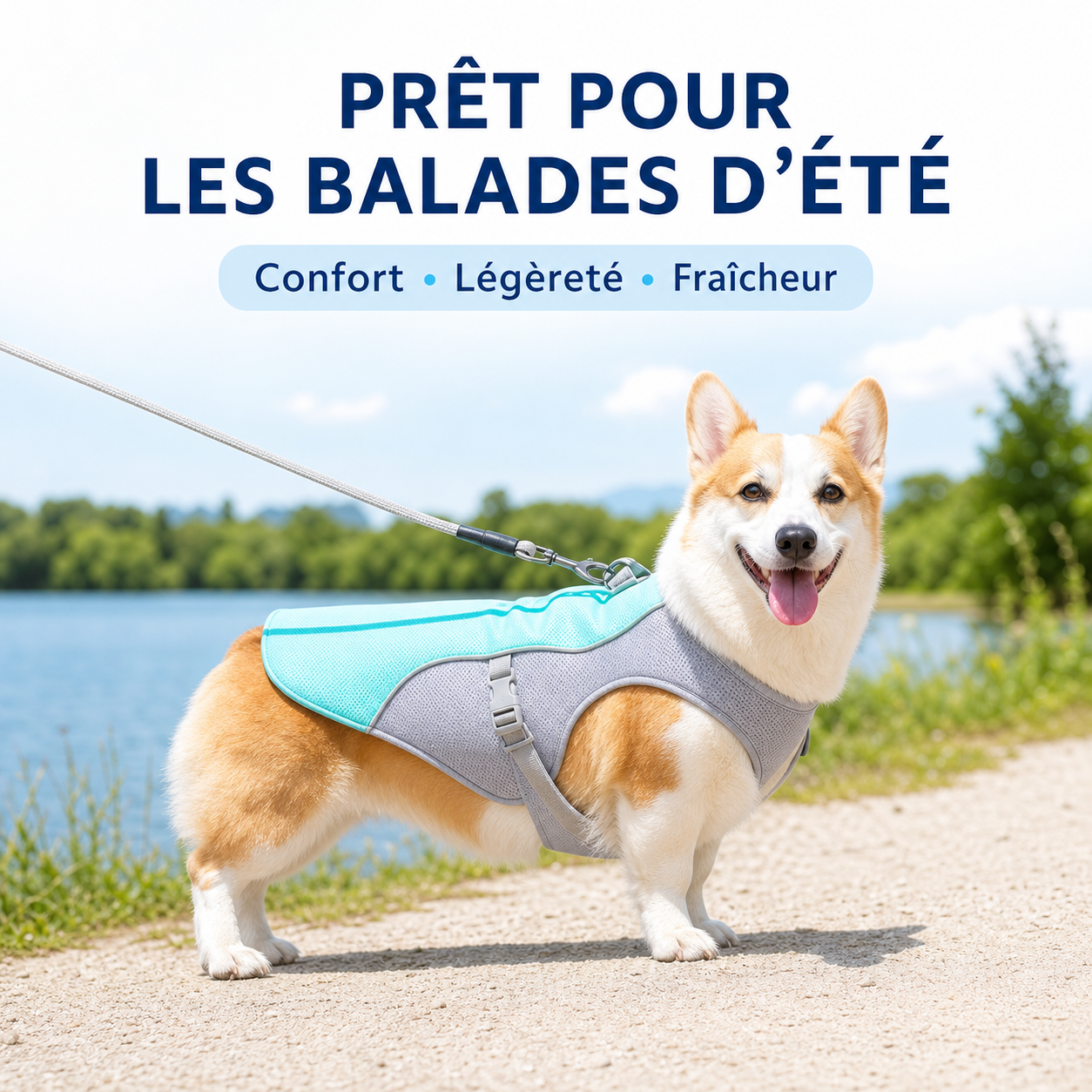 Veste-Harnais Rafraîchissante CoolPaws™ – Anti-Canicule pour Chien