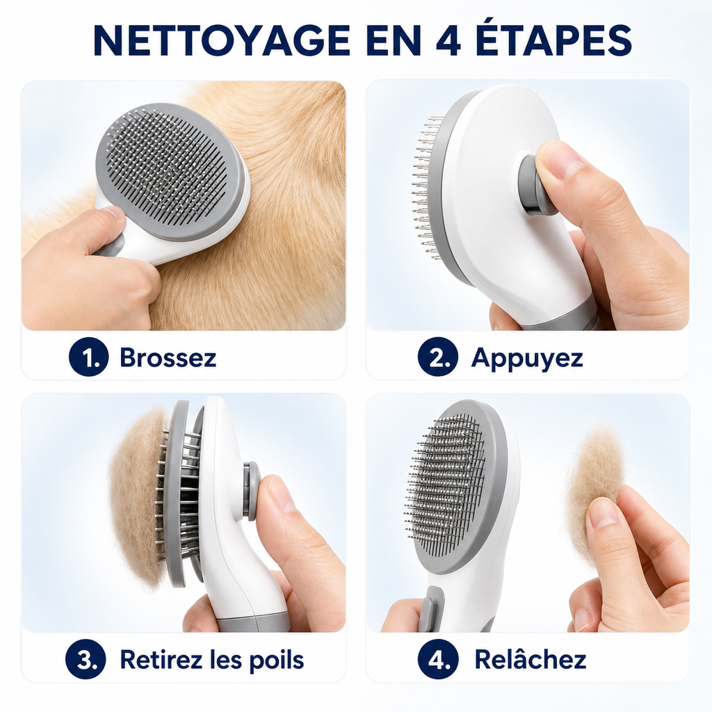 Brosse auto-nettoyante anti-poils – Chien & Chat