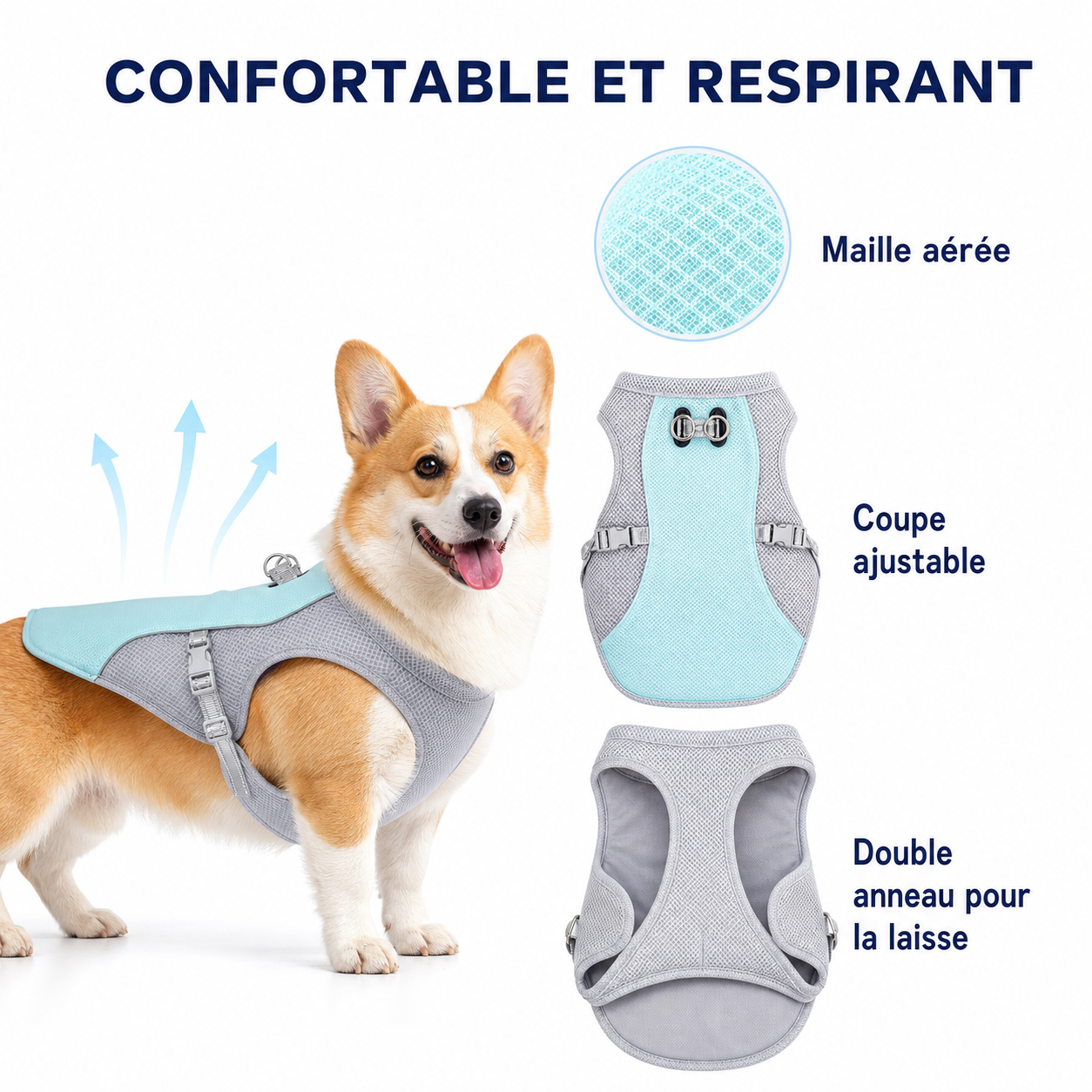 Veste-Harnais Rafraîchissante CoolPaws™ – Anti-Canicule pour Chien