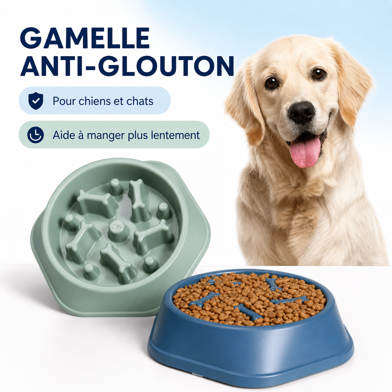 Gamelle anti-glouton pour chien & chat – Mangeoire ludique